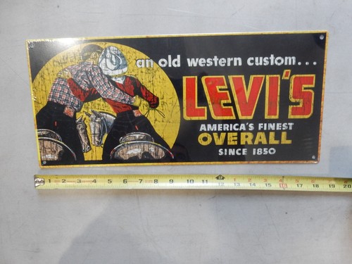 Levi overall metal sign - metal,