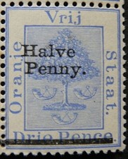 SOUTH AFRICA / ORANGE FREE STATE 1896 SG77 QV ½d. ON 3d.  ULTRAMARINE -  MNH