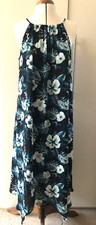 Peacocks Floral Print Sleeveless Midi Dress, Blue Multi, Size 16