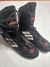 Adidas Tygun Vintage Boxing Boots Trainers Size UK 9 Black Red Leather VGC