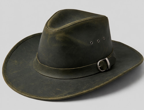 Men brown leather cowboy hat - men's,