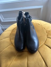 Fat Face Black Leather Ankle Boots Size 5 NWT