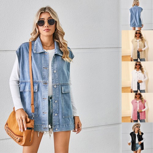 Ladies denim gilet jacket - denim,