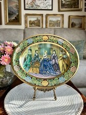 Vintage Daher Victorian Ladies Floral Decorative Tin Tray Plate Made In England