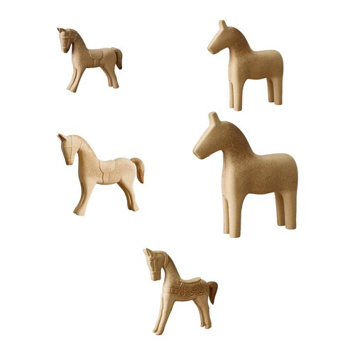 Unpainted horse statue wooden - statue,