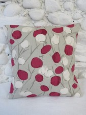 Cushion Cover, Stone, Cranberry, Red, Grey, 16", Romo Fabric, "Sapota", Cotton.
