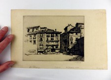 ANTIQUE WILLIAM STRANG SIGNED ETCHING~ZOCODOVAR/TOLEDO/CASTILE-LA MANCHA/SPAIN