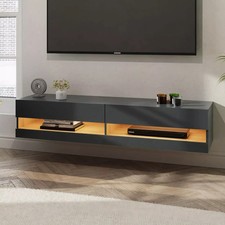 Large TV Media Entertainment Unit with LED Anthracite Leon 180cm Wall Mount