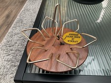 Vintage Retro Wyncraft Shot Glass Holder Teak Wooden Mid Century