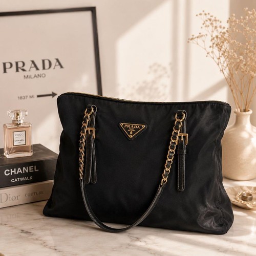 Prada nylon chain tote bag - chain,