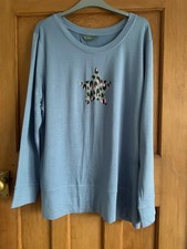 Ruth Langsford Blue Long Sleeve Top with Animal Print Star Design Size XL BNWOT