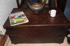 vintage Wooden Mahogany Blanket  box. Campaign box, coffee table storage trunk