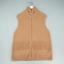 COS Gilet Mens Medium Brown Regular Wool Cable Knit Zip Up Ribbed Vest Top