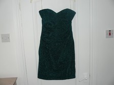 'Pink Boom'  Stunning green sparkle boobtube dress, size L. Has stretch.