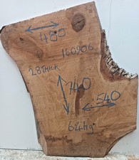 740x540x28mm Live/Natural/Waney Edge English Walnut Sawn Timber Plank 160906