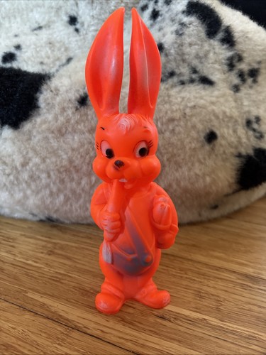 Vintage orange squeaky bunny - vintage,