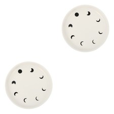 2 pcs Moon Pattern Fruit Plate Bread Plate Jewelry Tray (White) trinket plate