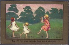 And O the Moon and the little wind a-blowing - 1917 art postcard by Sybil Barham