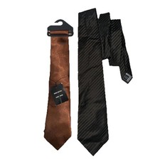 2x Men’s Suit Neck Ties Thomas Nash Kesington Black Shine Brown Formal Office