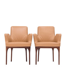 Porada Brown Leather Armchairs, Set of Two