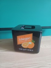 Retro Vintage 80's Black Supadry Schweppes Natural Orange Juice Ice Bucket Box