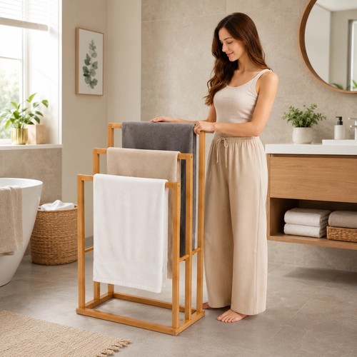 Wooden bamboo towel stand - stand, free