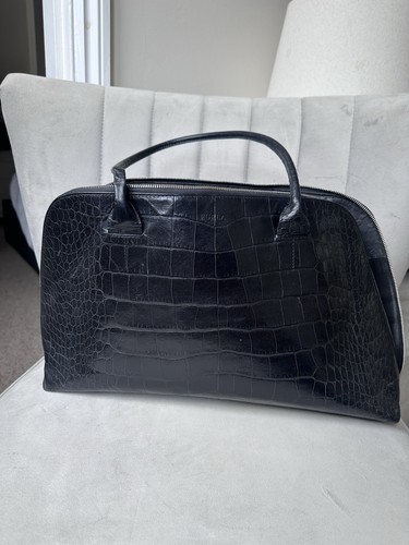Furla black croc embossed - black, croc-embossed