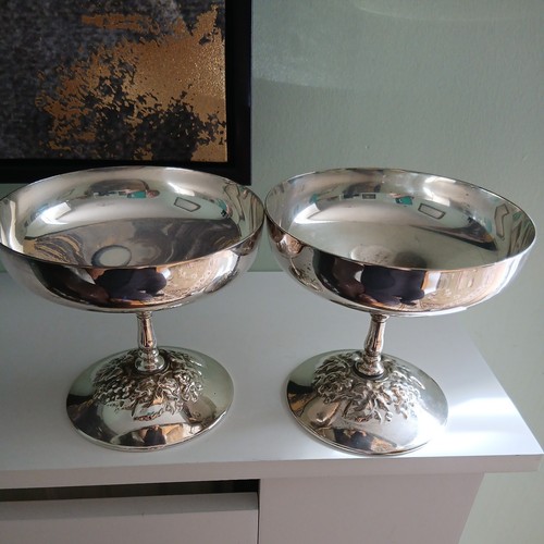 Pair vintage silver metal - pair, of