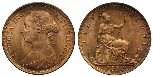 Victoria 1890 halfpenny - victoria, bun