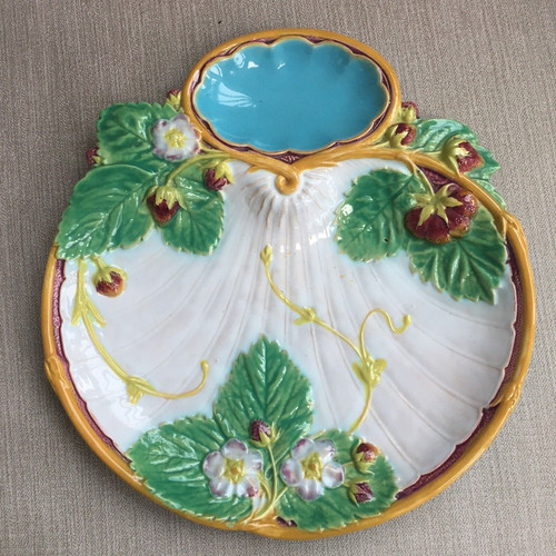 Antique majolica strawberry - antique,