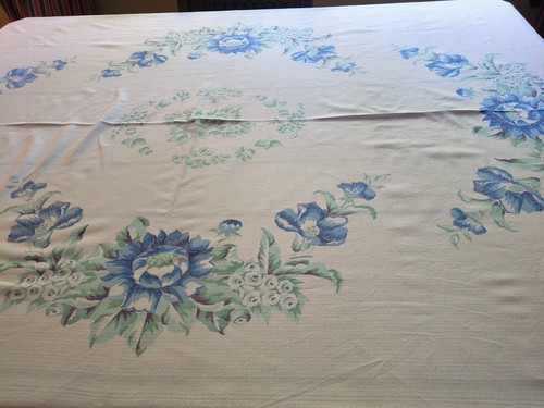 Vintage cotton tablecloth 50s - vintage,