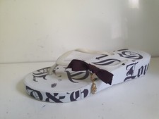 JUICY COUTURE DESIGNER UK 5  38 WOMENS WHITE PLATFORM WEDGE FLAT SUMMER SANDALS