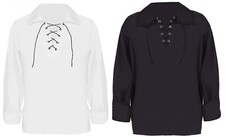 LACE UP SHIRT BLACK WHITE