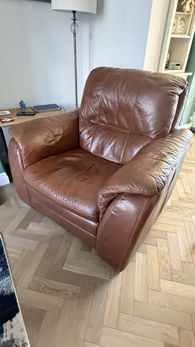 Brown leather recliner - leather,
