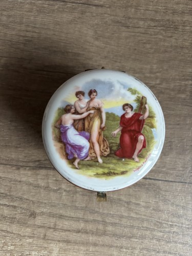 Antique china pill box trinket - antique,