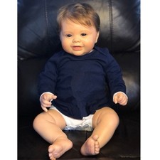 24" Reborn Baby Dolls Newborn Girl Boy Toddler Doll Vinyl Cloth Brown Hair Gift
