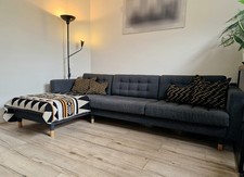 Landskrona IKEA 4 Seater Chaise Mid Century Modern Style Sofa Dark Grey Fabric