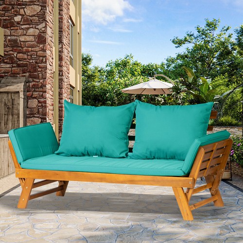 Acacia wood garden sofa bed - wood,