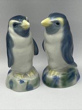 Pair Of Vintage WADE 4.25" Blue Penguin Spirit Decanter Figurines 