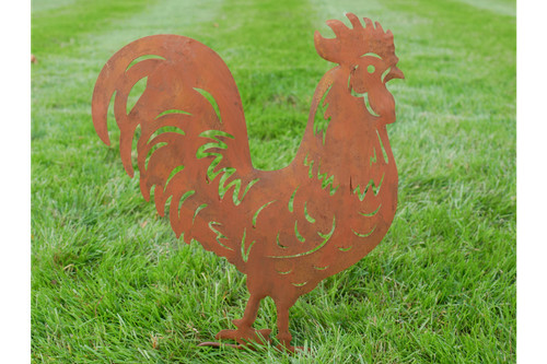 Small rusty cockerel garden - small,