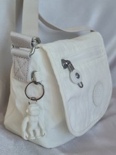 Kipling Small White Crossbody Bag with Rubber Monkey Used 