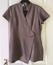 Inline London Women's Wrap Style Tunic in Luxury Crepe (CR808) in Mink Size 10