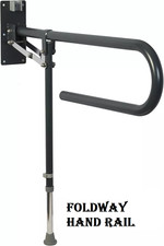 Grey Foldaway Hand Rail with Drop Down Leg Easy To Install Stainless Steel