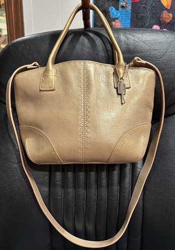 Fossil vtg y2k gold leather - fossil,