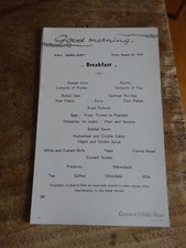 RMS QUEEN MARY BREAKFAST MENU