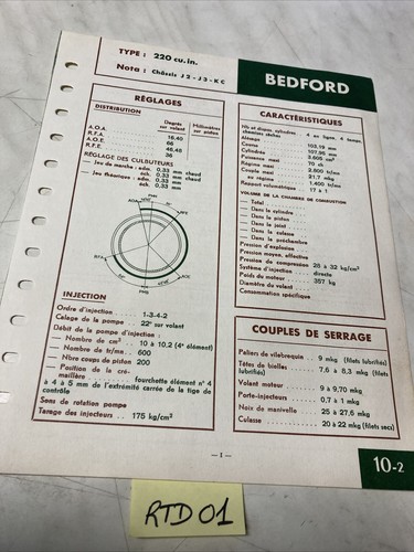 Technical sheet diesel engine