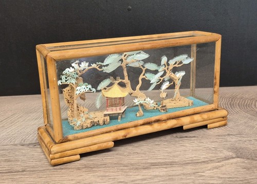 Vintage chinese cork diorama - cork,