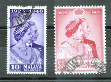 Kelantan GVI 1948 silver wedding SG 55 - 6 (2 vals) superb used, cat £50+