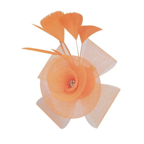Flower sinamay feather clip - feather,