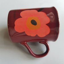 Marimekko Unikko Ceramic Coffee Tea Mug Finland Nordic fabric design burgundy